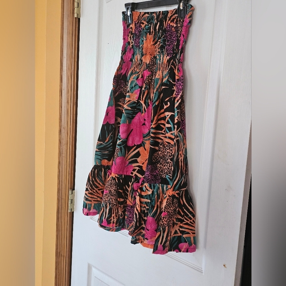 Moda International Floral Tub Top Dress with Pink and Orange Hues - Picture 4 of 8